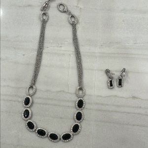 Black stone necklace and earring set